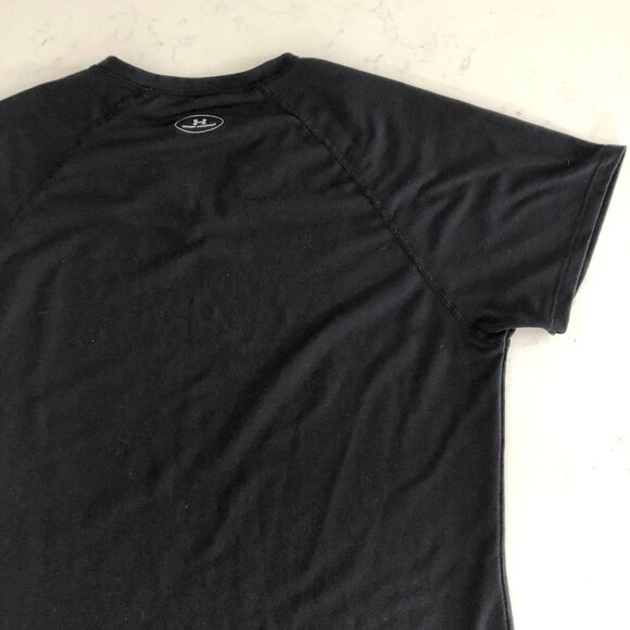 Under Armour V Neck Short Sleeve Polyester Blend Running T Shirt Top Black Sz S - Picture 7 of 10